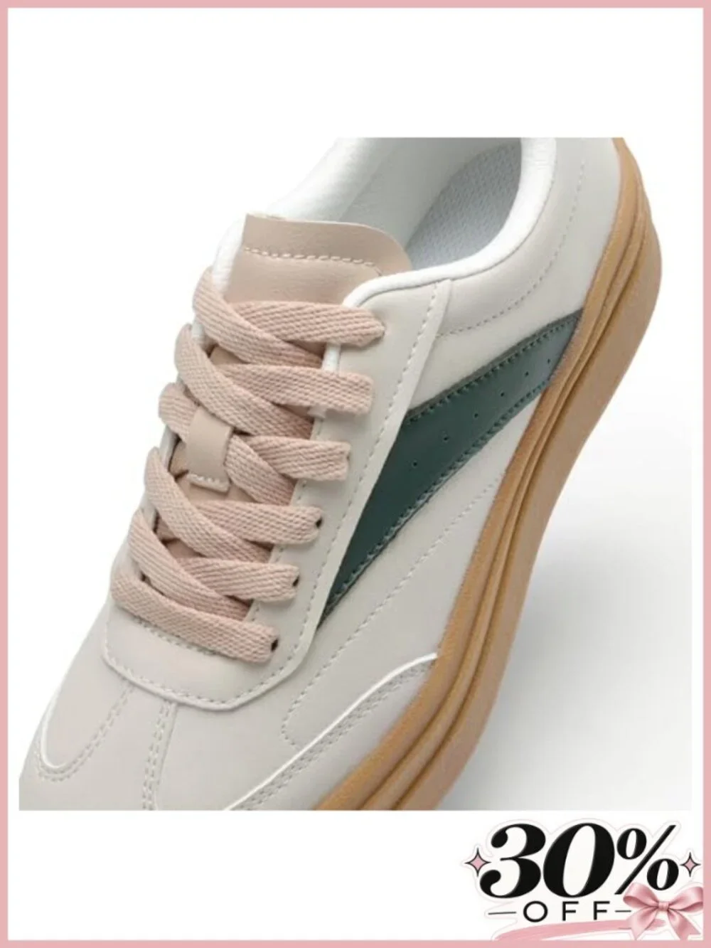 Platform Sneakers Lace-Up Vegan Leather Faux Suede Comfortable Tennis Shoes